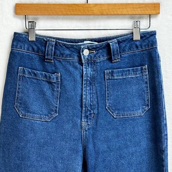 RSQ Women's Blue Denim Jeans Size 28 Flared Leg Raw Hem - Picture 3 of 5